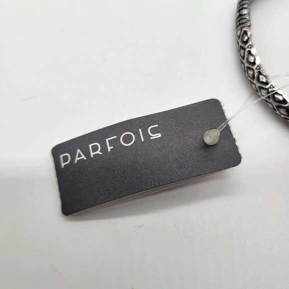 Parfois Zinc Stretch Bracelet Black Silver Tone Geometric Diamond Shape - Picture 6 of 11